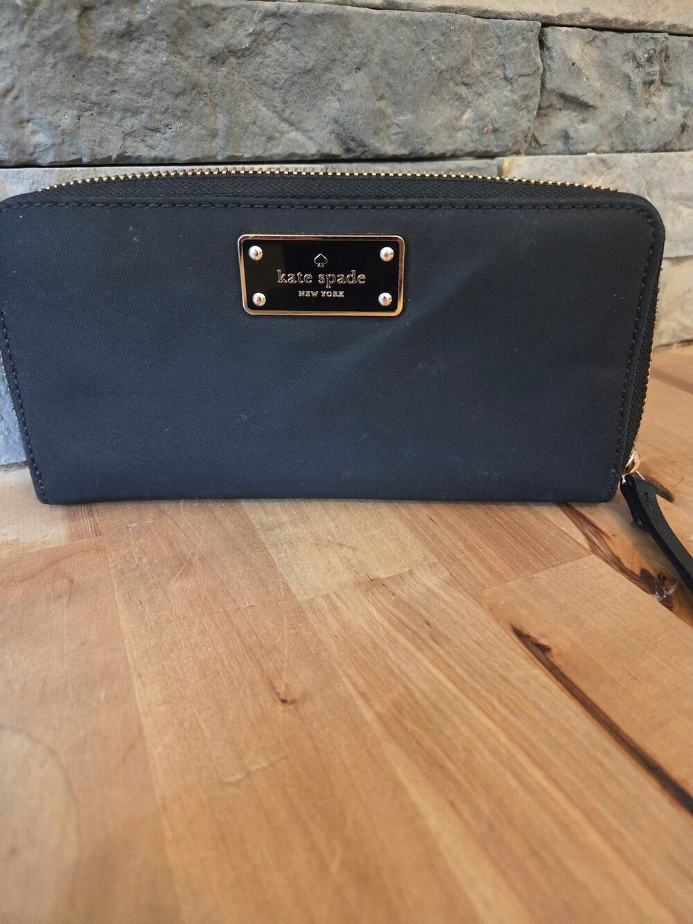 Kate Spade Black Nylon Zip-Around Wallet - New Without Tags